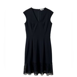 Carven Black Midi Dress with Lace Detail